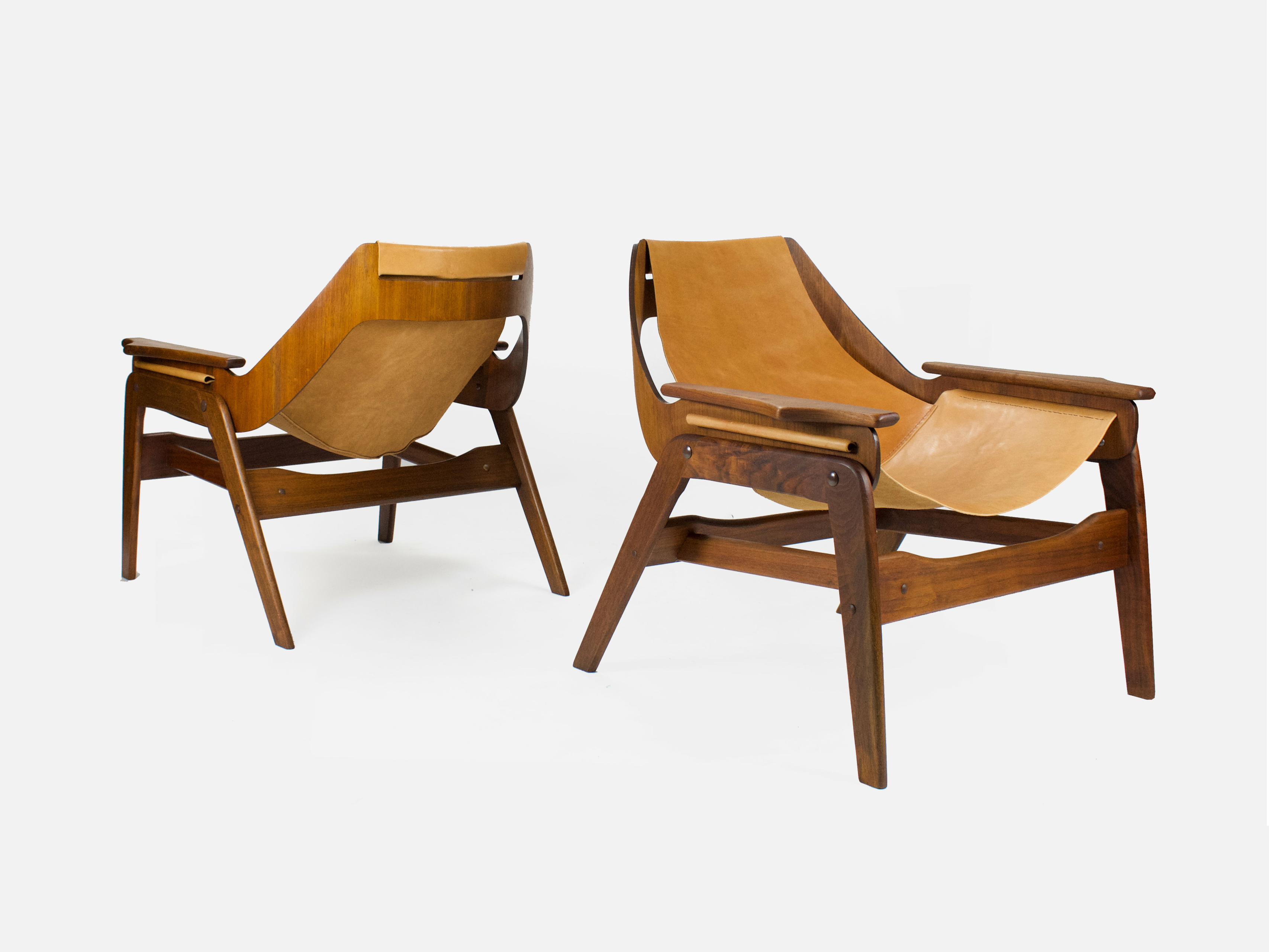 Pair Of Mid Century Sling Chairs By Jerry Johnson